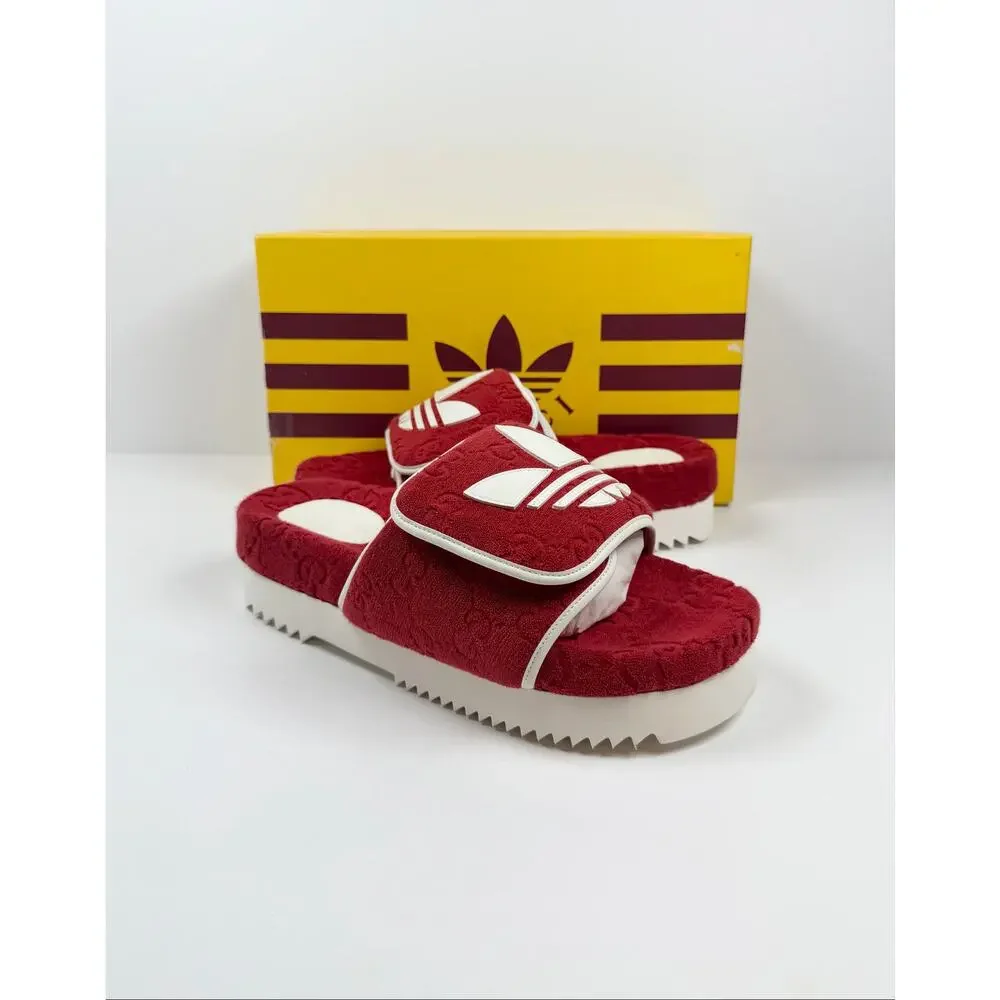 Size 11UK/12US - Gucci x Adidas Red Platform Sandals NEW